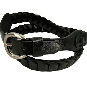 Chinese Laundry Women's L Black Adjustable Belt with Round Silver Tone Belt